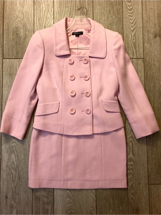 Tahari Jackets & Blazers - Tahari Pink Double-Breasted Wool Blazer and Skirt Set